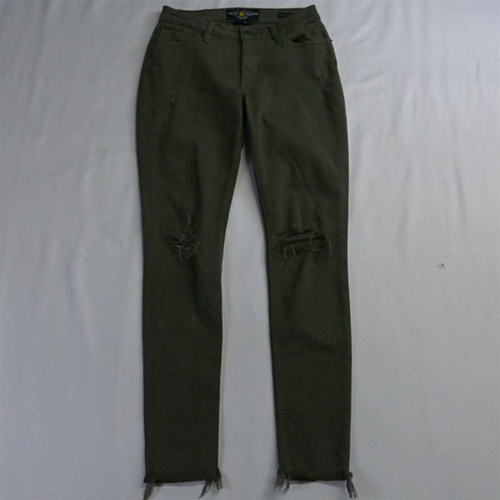 Lucky Brand 6 / 28 Sasha Super Skinny Green Destroyed Stretch Denim Jeans‎